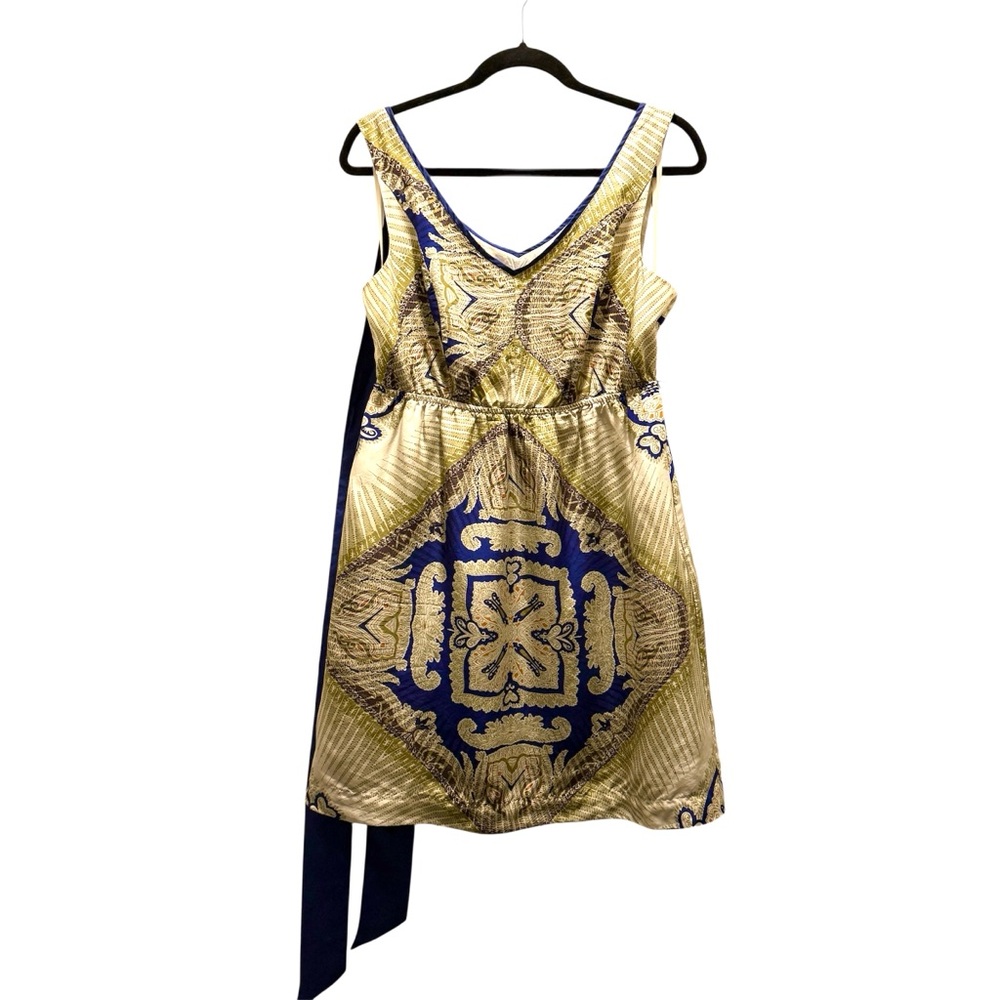 Edme & Esyllte - Anthropologie 100% Silk Kerchief Print V-Neck Dress Medium EUC - Picture 6 of 17